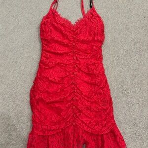 For Love And Lemons Vibrant Red Lace Dress